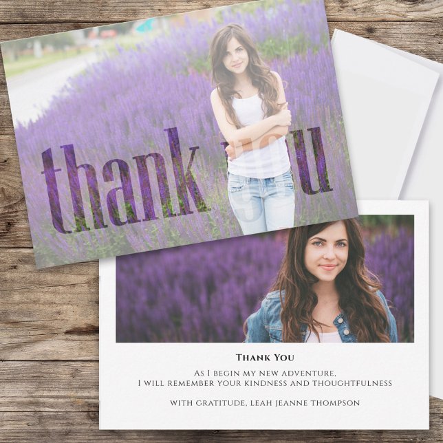 Modern Simple Minimalist Thank You Typography  (Thank you card with simple minimalist photo typography design.)