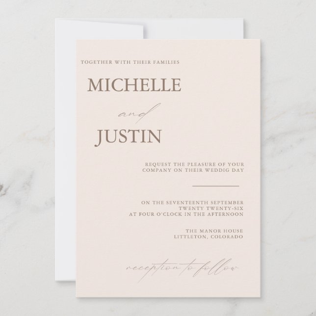  Modern Simple Minimalist Wedding   Invitation (Front)