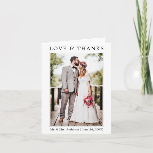 Modern Simple Minimalist Wedding Love Thanks Note Thank You Card (Front)