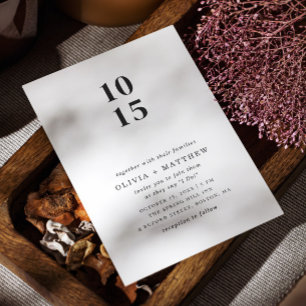 Modern simple minimalist wedding + QR code details Invitation