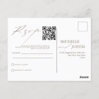 Modern Simple Minimalist Wedding QR Code RSVP Pos