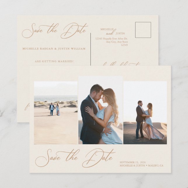  Modern Simple Minimalist Wedding Save The Date Postcard (Front/Back)