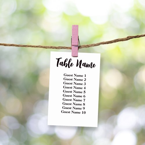 Modern Simple Minimalist Wedding Table Name Card