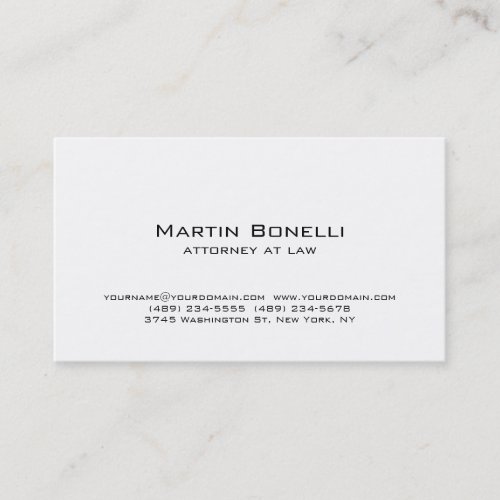 Modern Simple Minimalist White Business Card