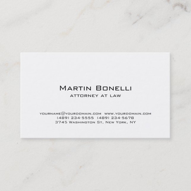 Modern Simple Minimalist White Business Card (Front)