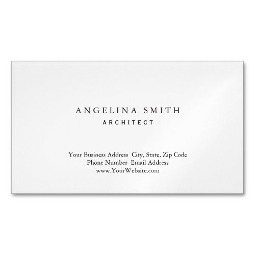 Modern Simple Minimalist White Professional Business Card Magnet