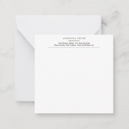 Modern Simple Minimalist White Professional Note Card