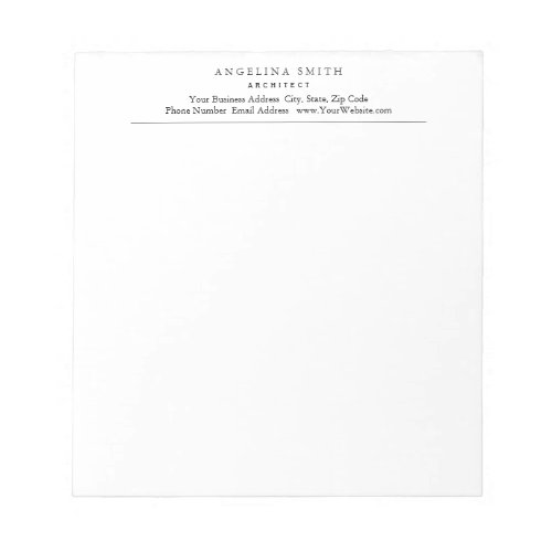 Modern Simple Minimalist White Professional Notepad