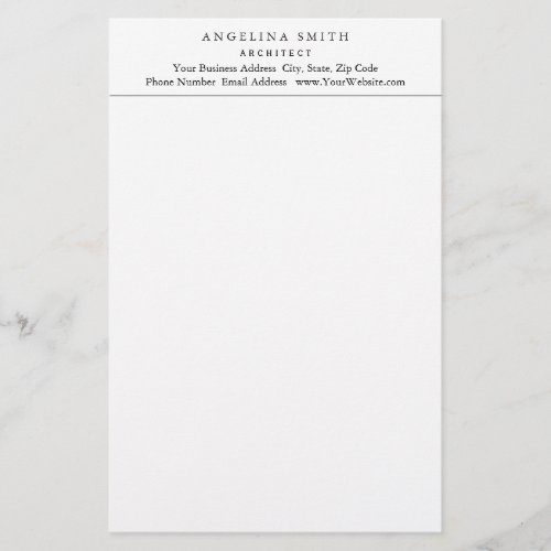 Modern Simple Minimalist White Professional Stationery