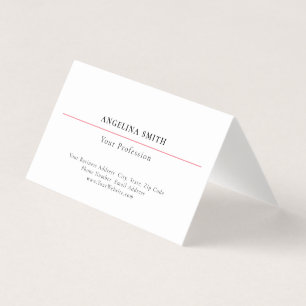 Modern Simple Minimalist White Red Professional Business Card