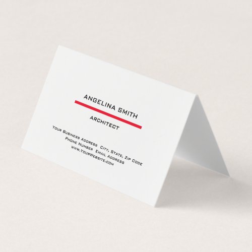 Modern Simple Minimalist White Red Professional Business Card