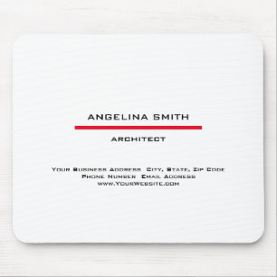 Modern Simple Minimalist White Red Professional Mouse Pad