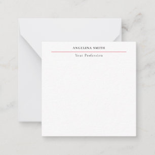 Modern Simple Minimalist White Red Professional Note Card