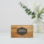 Modern Simple Minimalist Wood Grain Look Business Card (Standing Front)