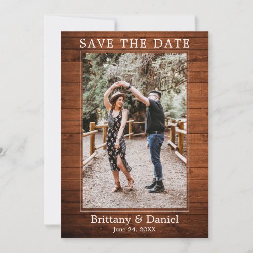 Modern Simple Minimalist Wood Photo Save The Date