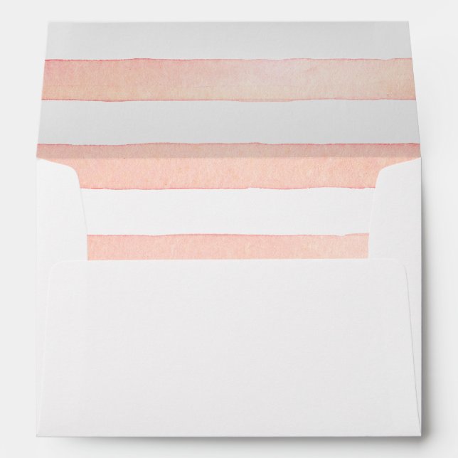 Modern Simple Minimalistic Pink Watercolor Striped Envelope (Back (Bottom))