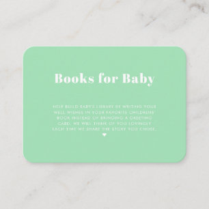 Modern Simple Mint Green Books for Baby Enclosure Card