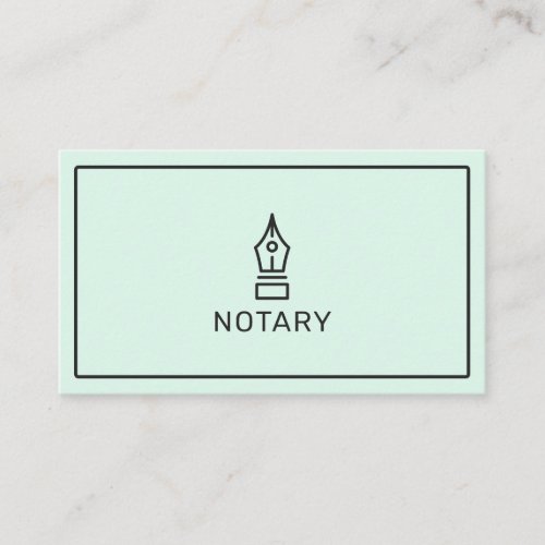 Modern simple mint green notary loan signing agent business card