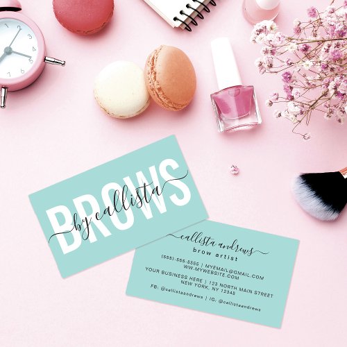 Modern Simple Mint Typography Eyebrow Artist Business Card