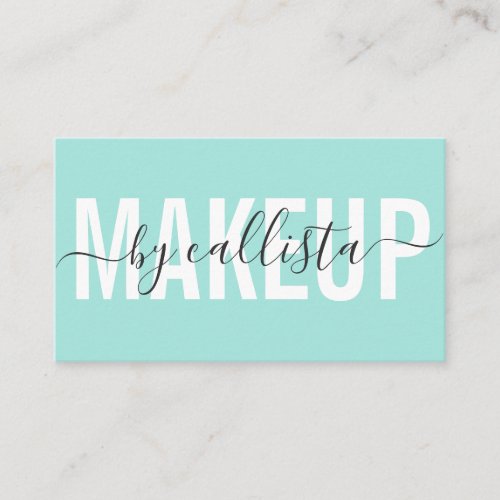 Modern Simple Mint Typography Makeup Artist Business Card