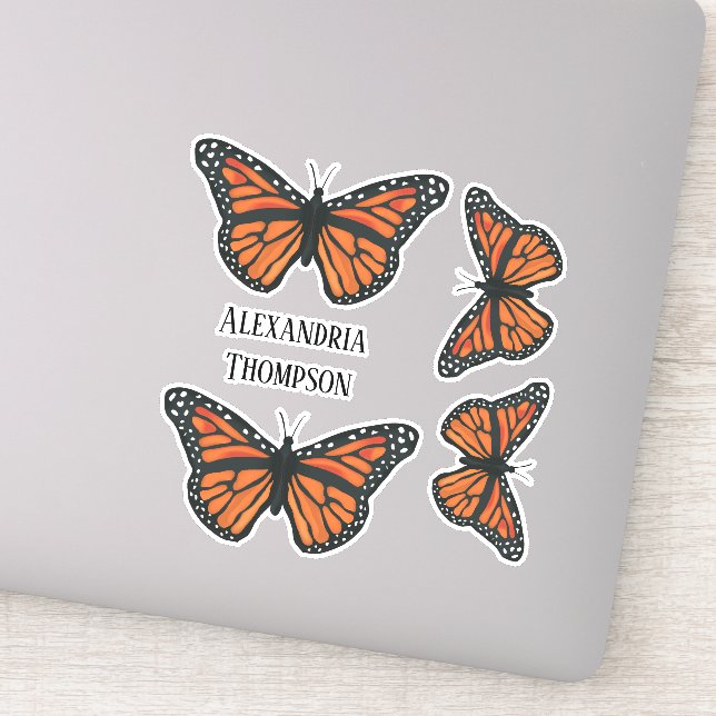 Modern Simple Monarch Butterflies Garden Insects Sticker (Detail)