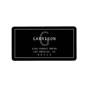Modern Simple Monogram & Address Light Grey Label
