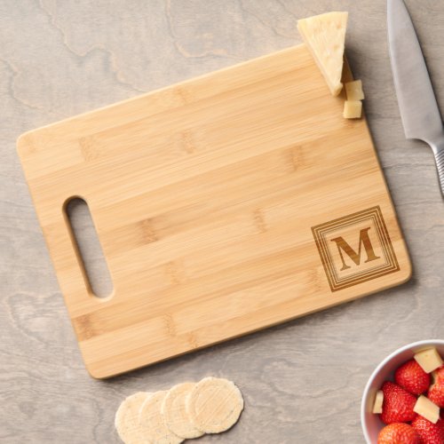 Modern Simple Monogram Bamboo BBQ Cook Charcuterie Cutting Board