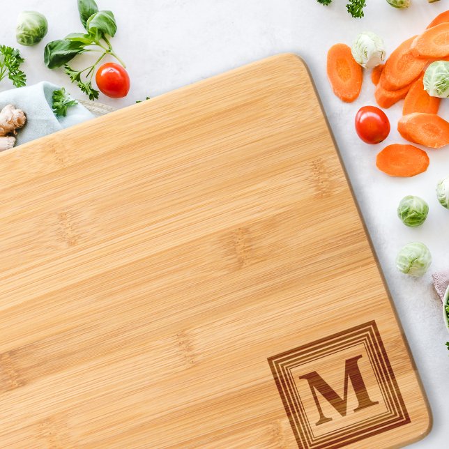 Modern Simple Monogram Bamboo BBQ Cook Charcuterie Engraved Cutting Board (Modern Simple Monogram Bamboo BBQ Cook Charcuterie Cutting Board)