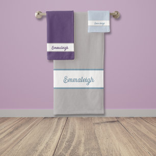 Modern Simple Monogram Bath Towel Set