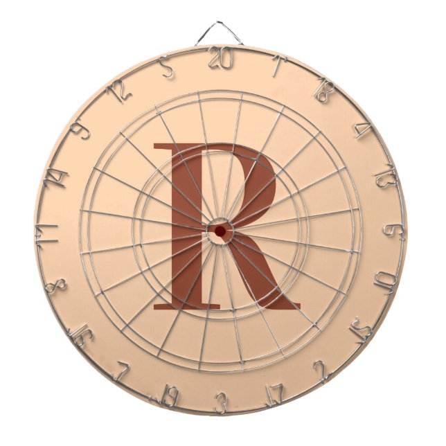 Modern Simple Monogram Beige Brown Dart Board (Front)