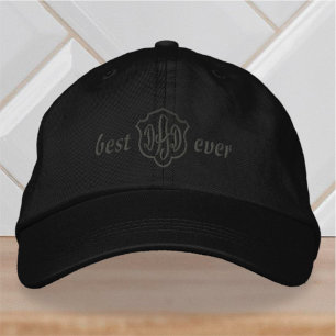Modern Simple Monogram Best Dad Ever Embroidered Baseball Cap