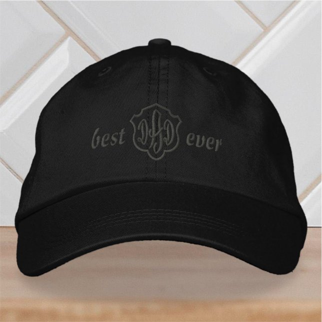 Modern Simple Monogram Best Dad Ever Embroidered Baseball Cap (Creator Uploaded)