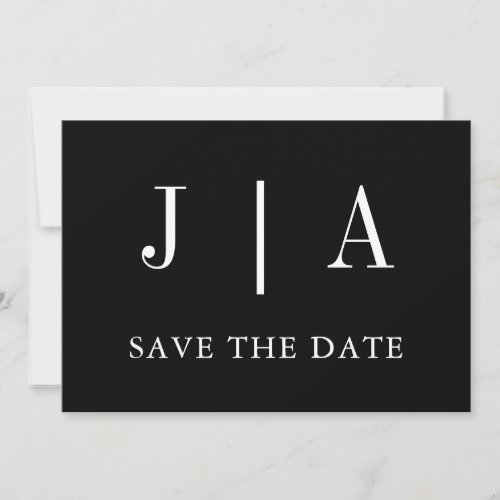 Modern Simple Monogram Black And White Wedding Save The Date