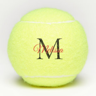 Modern simple monogram black red tennis balls