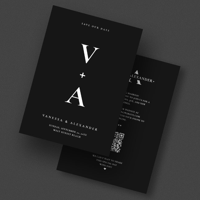 Modern Simple Monogram Black Wedding Save The Date (Modern Simple Monogram Black Wedding Save The Date
)