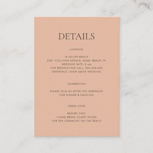 Modern Simple Monogram Blush Mix  Match Wedding Enclosure Card