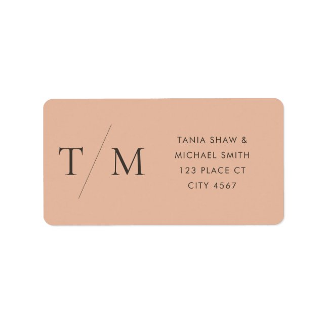 Modern Simple Monogram Blush Mix & Match Wedding Label (Front)