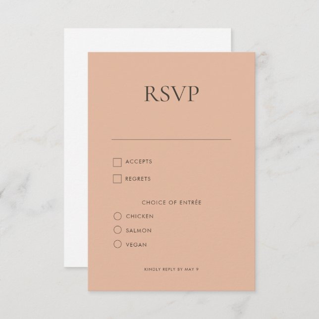 Modern Simple Monogram Blush Mix & Match Wedding R RSVP Card (Front/Back)