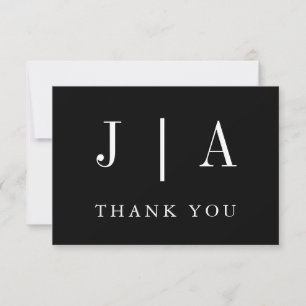 Modern Simple Monogram Couple Name Black And White Thank You Card