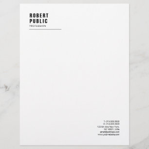 Modern Simple Monogram Elegant White Professional Letterhead