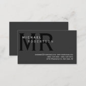 Modern Simple Monogram Gray Business Card (Front/Back)