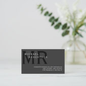 Modern Simple Monogram Gray Business Card (Standing Front)