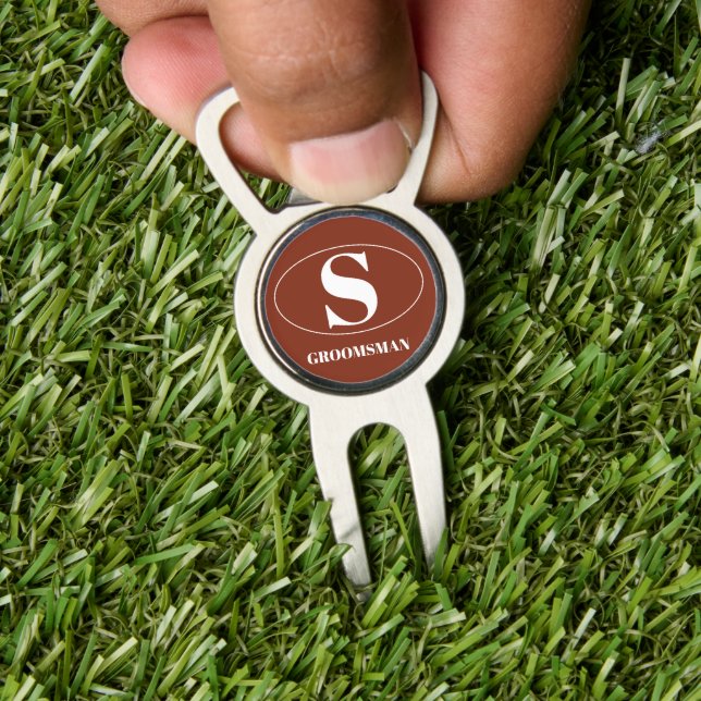Modern Simple Monogram Groomsmen Gift Wedding Golf Divot Tool (Insitu 1)