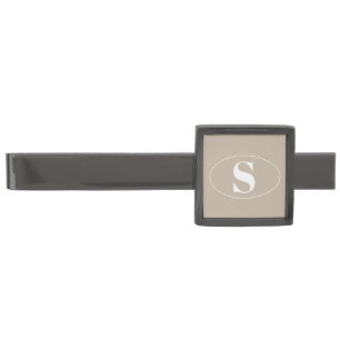 Modern Simple Monogram Groomsmen Gift Wedding Gunmetal Finish Tie Bar