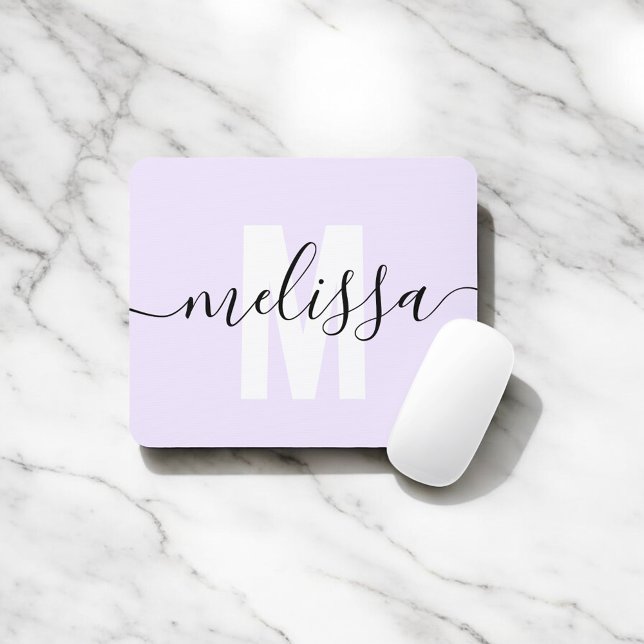 Modern Simple Monogram Handwriting Name Mouse Pad (Creator Uploaded)