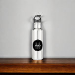 Modern Simple Monogram Handwriting Name Stainless Steel Water Bottle<br><div class="desc">Modern monogram combined with handwriting font.</div>