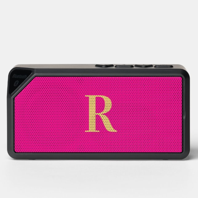 Modern Simple Monogram Hot Pink Bluetooth Speaker (Front)
