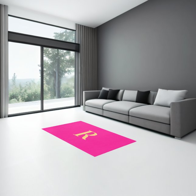 Modern Simple Monogram Hot Pink Rug (Insitu (Indoor 3))