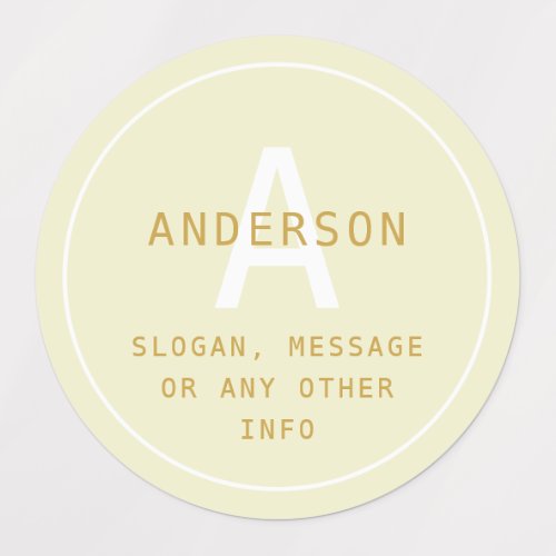 Modern Simple Monogram  Info  Golden White Labels