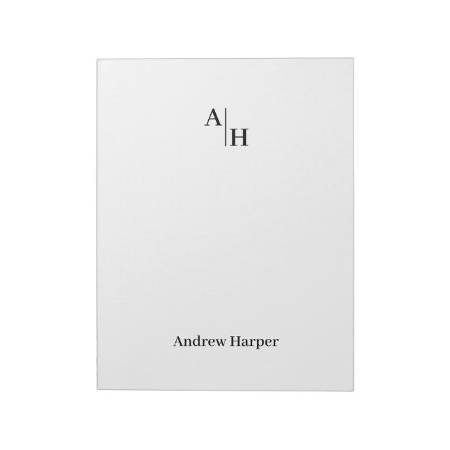 Modern Simple Monogram Initial Notepad (Rotated)